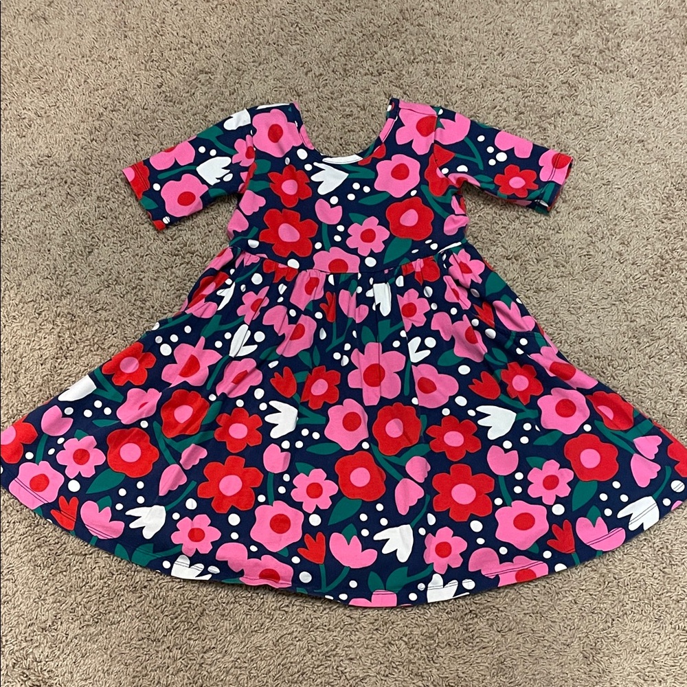Hanna Andersson Floral Kids Dress - Pink and Red